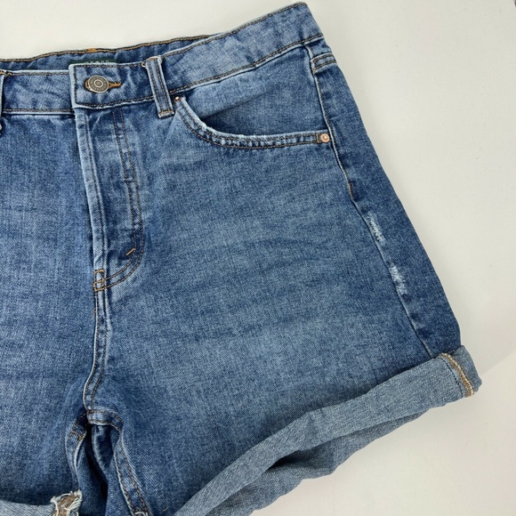 Wild Fable Denim Shorts Womens Size 12 Blue Jean High Rise Bermuda Distressed - Picture 4 of 8